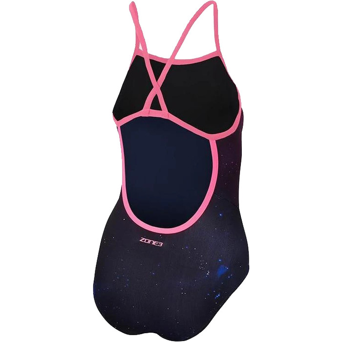 2022 Zone3 Cosmic 2.0 Colour Blast Strap Back Swimsuit SW18WCOS - Colour Blast / Fluro Pink